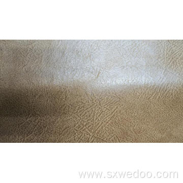 Brown 100% Polyester Bronzing Leather Looking Fabric